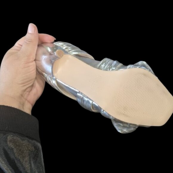 ZARA Silver Slip-On Helled Sandal Size 37 (US &) NEW NWOT - Picture 4 of 12